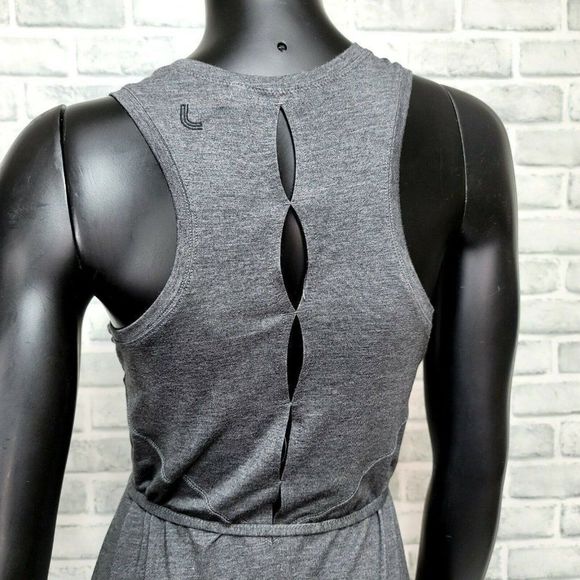 Lole Womens S Grey Tank Dress Cutout Back Tie Belt UPF50+ Moisture Wicking - Picture 7 of 10